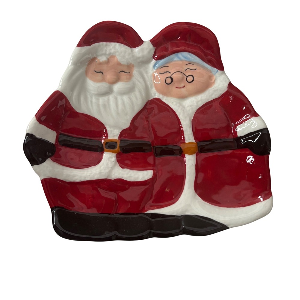 Publix Season's Greeters Santa and Mrs Claus Ceramic Spoon Rest Limited Edition